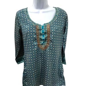 Beautiful Rangmanch Kurta Green‎ And Gold Women’s Size Small
